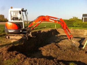 Chris flattening the ground